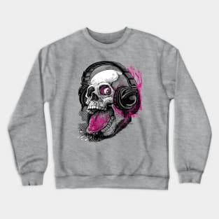 Raspberry Skull Wearing His Headphones Lt Crewneck Sweatshirt